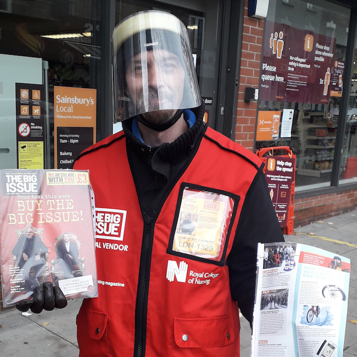 Keep it clean: Martin McKenzie’s tip is to clean visors using wipes. Martin is a Big Issue vendor in Finsbury Park with hopes to run a mobile cycling business. He’s also a columnist for Big Issue magazine writing about bike fixes. © Pavement