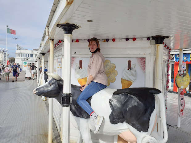 Mooving on: Ashley meets one of Brighton's unexpected attractions  © Sarah Turley