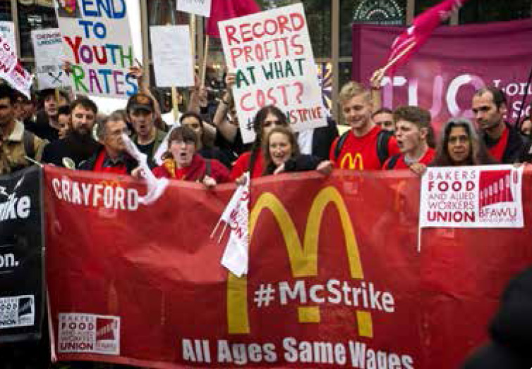 McStrike: Co-ordinated strike action by workers on zero hours contracts in Leicester Square, London in October 2018 © Garry Knight (www.creativecommons.org/licenses/by/2.0)