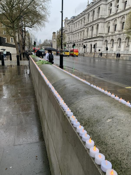Museum of Homelessness: Candles are laid out in two rows, commemorating the people who died whilst experiencing homelessness in 2022. © the Pavement
