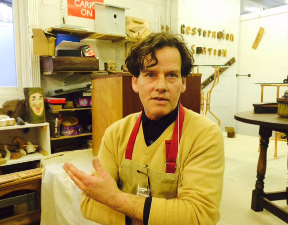 Steve is now a volunteer at the Restoration Station where he supports others. © Jane Evans