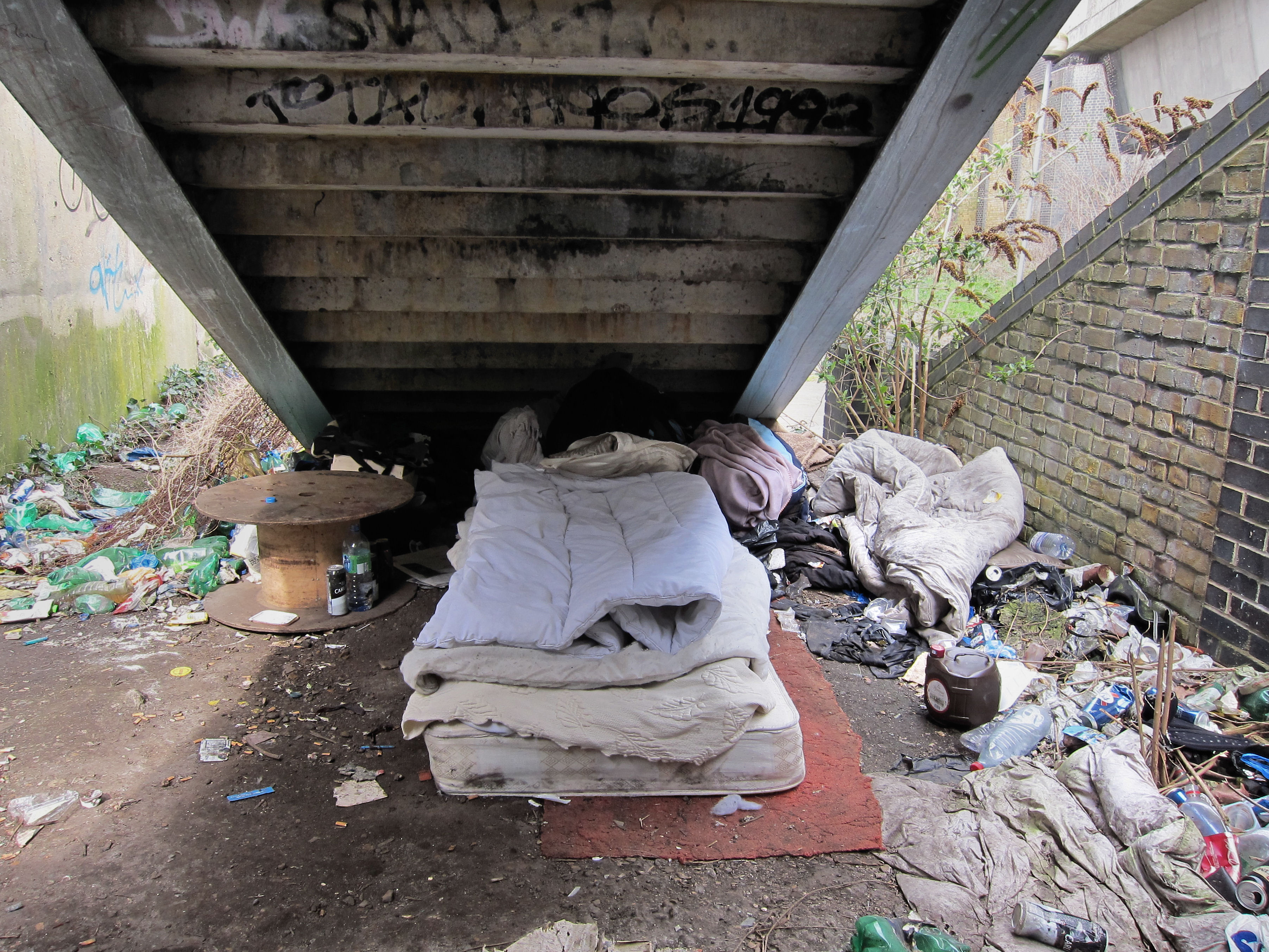 Rough sleepers set up camp in Tottenham, London. © Alan Stanton, Creative Commons